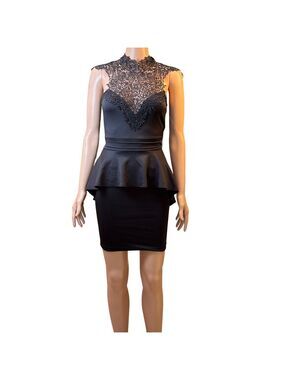 Liberty Love Black Lace Sleeveless Bodycon Mini Dress Small